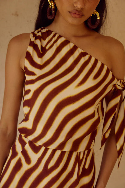 MONTIE OFF SHOULDER MINI DRESS - MONTIE CHOC