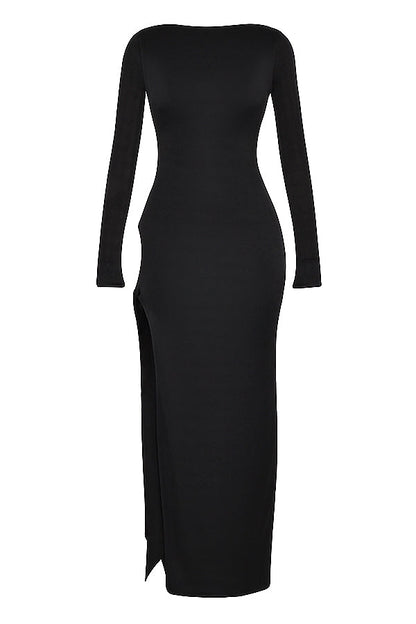 black cutout maxi dress