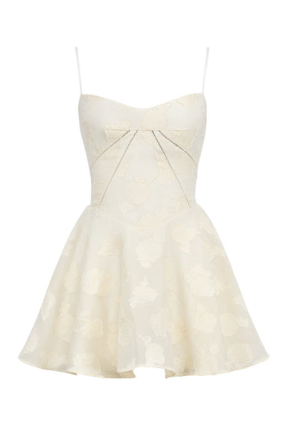 vintage cream floral mini dress