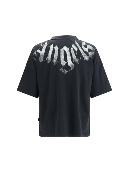 Palm Angels Big Neck Logo Print T-Shirt — Black