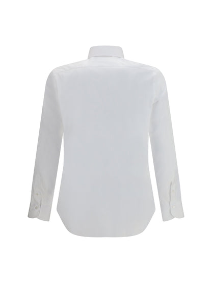 Finamore Tailored Pinpoint Cotton Shirt — White