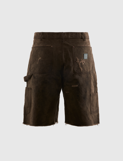 SINNED 4 NOTHING WAXED CANVAS DOUBLE KNEE SHORT
