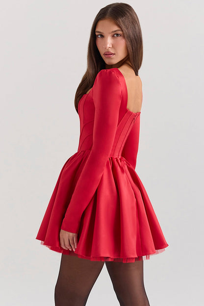 holly red removable bow tulle mini dress - sale