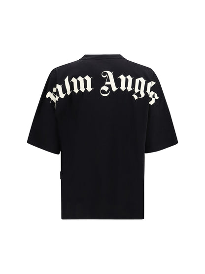 Palm Angels Logo-Print Crew Neck T-Shirt — Black