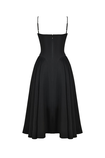 black corset midi dress