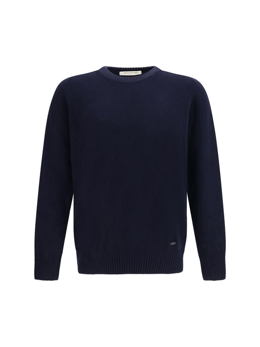 Brooksfield Fleece Wool Crewneck Sweater — Navy