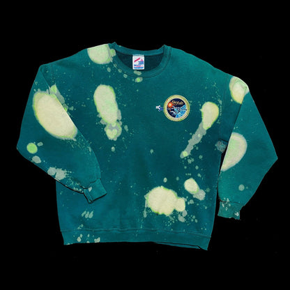 1/1 NASA Skylab USA Russell 90's Bleach Drip Faded Crew Sweatshirt