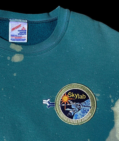 1/1 NASA Skylab USA Russell 90's Bleach Drip Faded Crew Sweatshirt