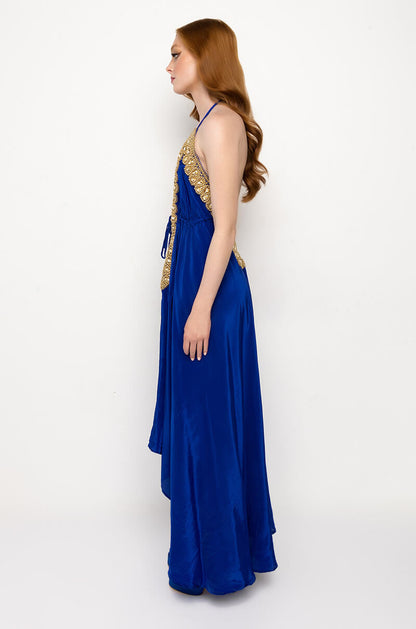 Private Oasis Maxi Dress (Royal Blue/Gold)