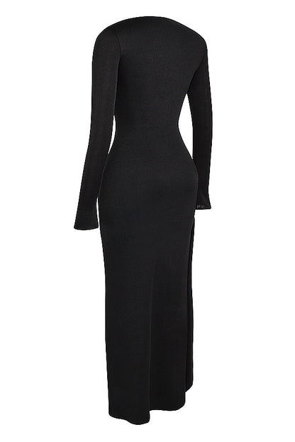 black cutout maxi dress