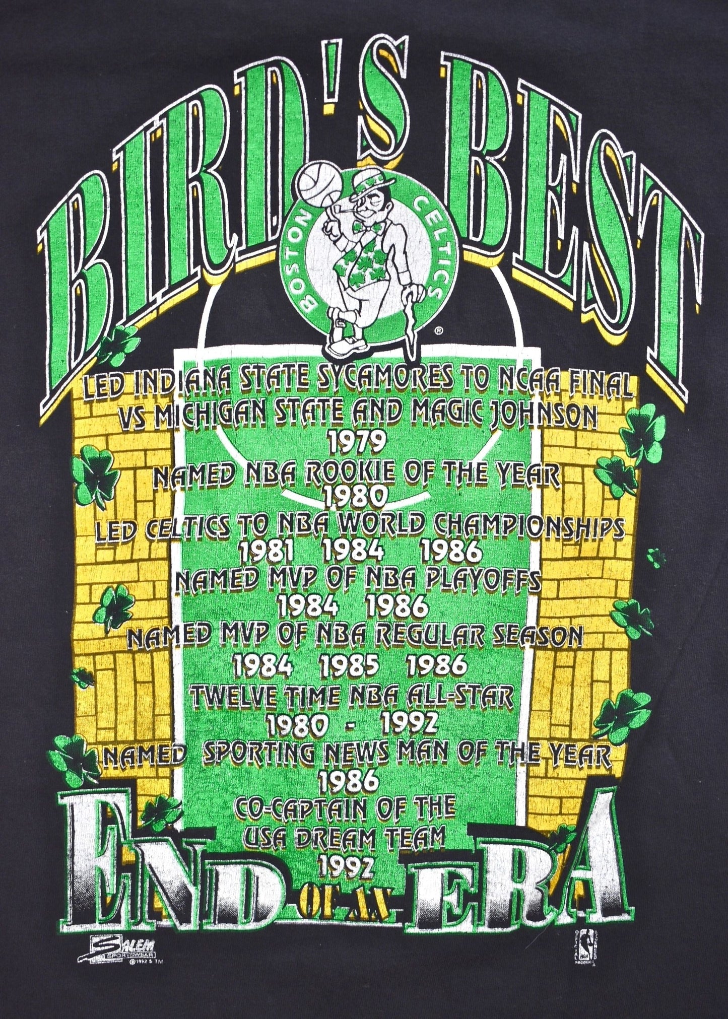 Boston Celtics Larry Bird 1992 Salem Double Sided T-Shirt