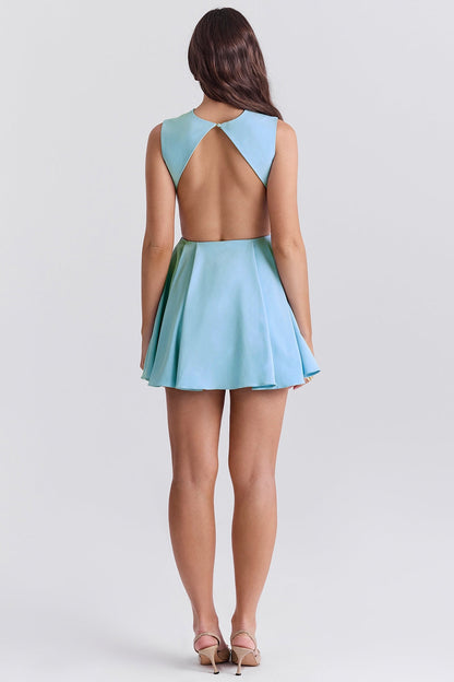 tuscan blue twill mini dress