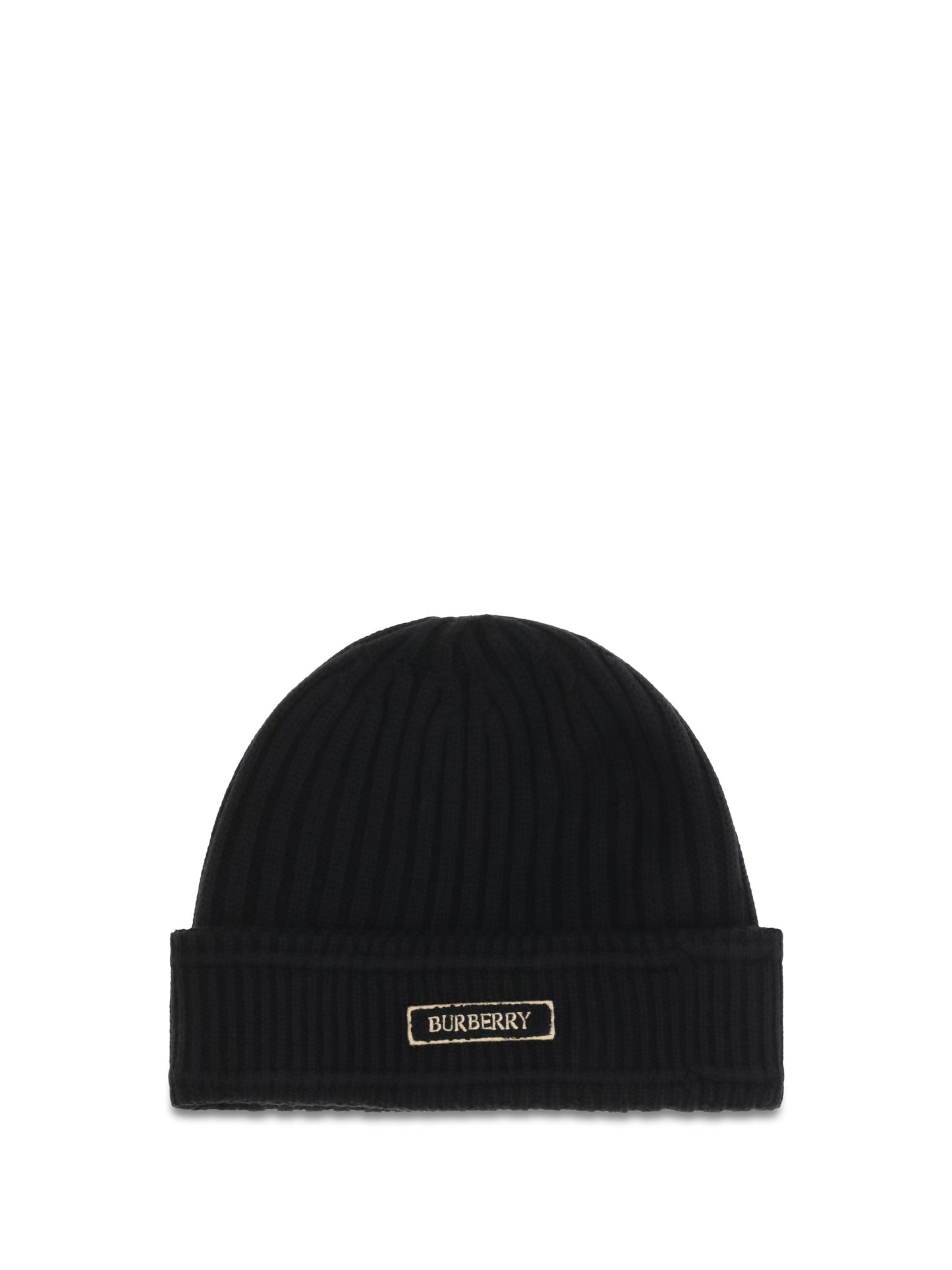 Burberry 8103340 Ribbed Merino Wool Beanie — Black