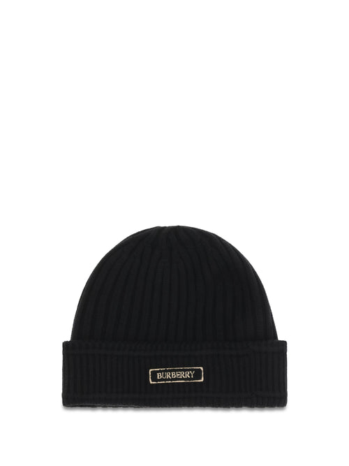 Burberry 8103340 Ribbed Merino Wool Beanie — Black