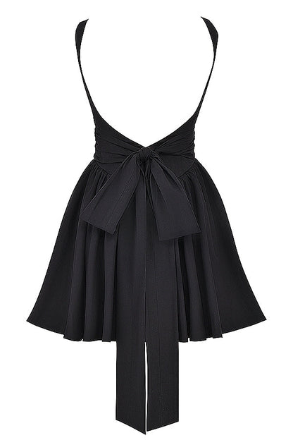 black bow mini dress