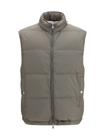 Brunello Cucinelli Quilted Padded Gilet — Gray