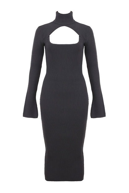 charcoal knit midi dress - sale