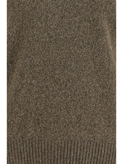 Brooksfield Double-Yarn Fleece Wool Sweater — Brown
