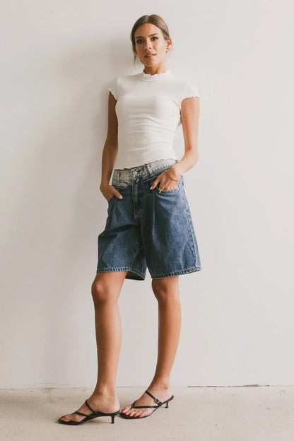 Casey Lettuce Hem Tee in Cream - FINAL SALE