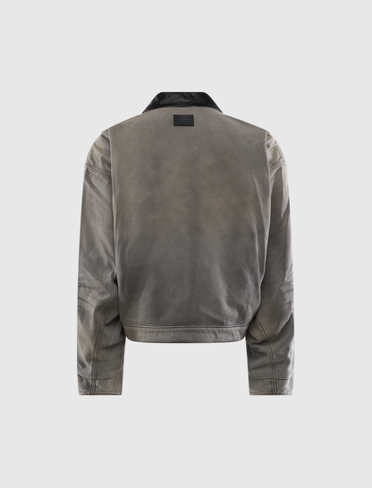 FADED DENIM BOMBER JACKET