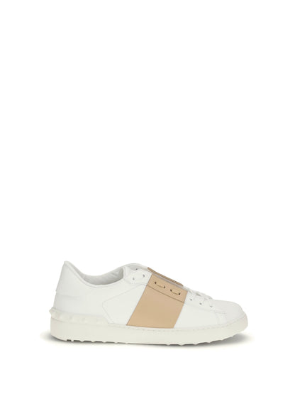 Valentino Garavani Calf Leather Colorblock Sneaker — White