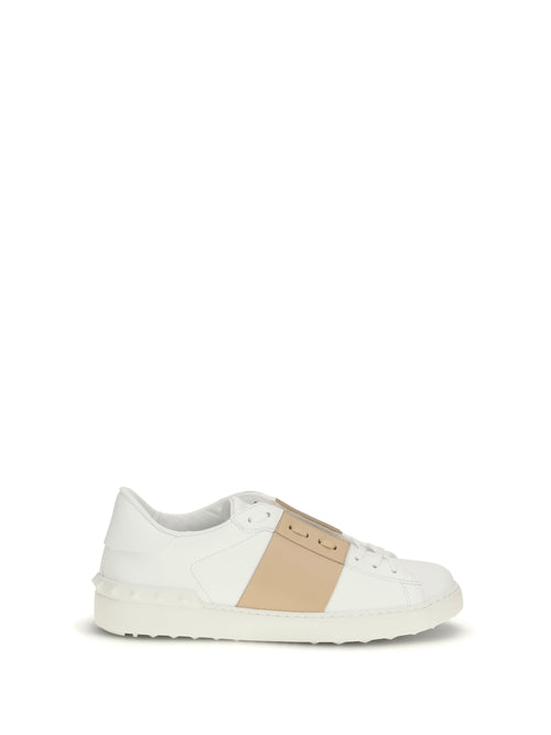 Valentino Garavani Calf Leather Colorblock Sneaker — White