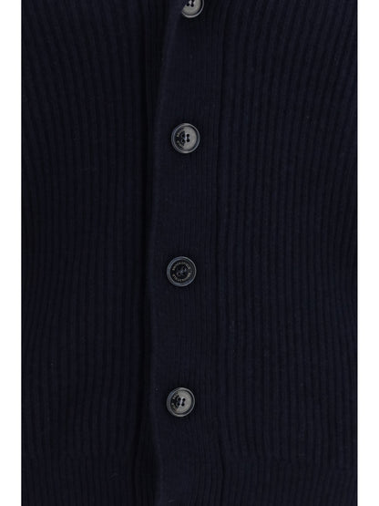 Brooksfield Virgin Wool Shawl Collar Cardigan — Navy