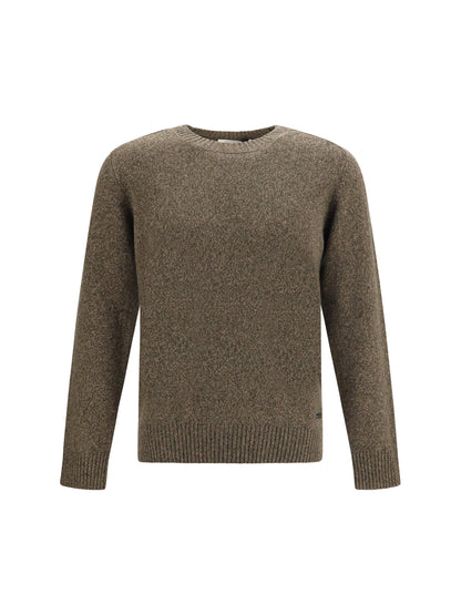 Brooksfield Double-Yarn Fleece Wool Sweater — Brown