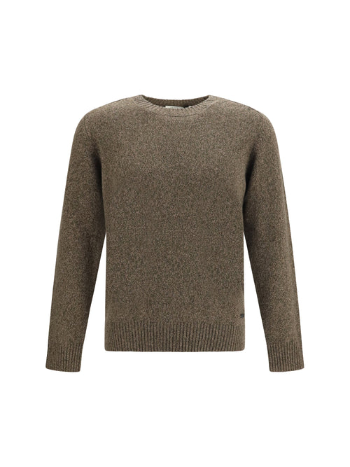Brooksfield Double-Yarn Fleece Wool Sweater — Brown