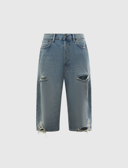 DISTRESSED DENIM SHORTS