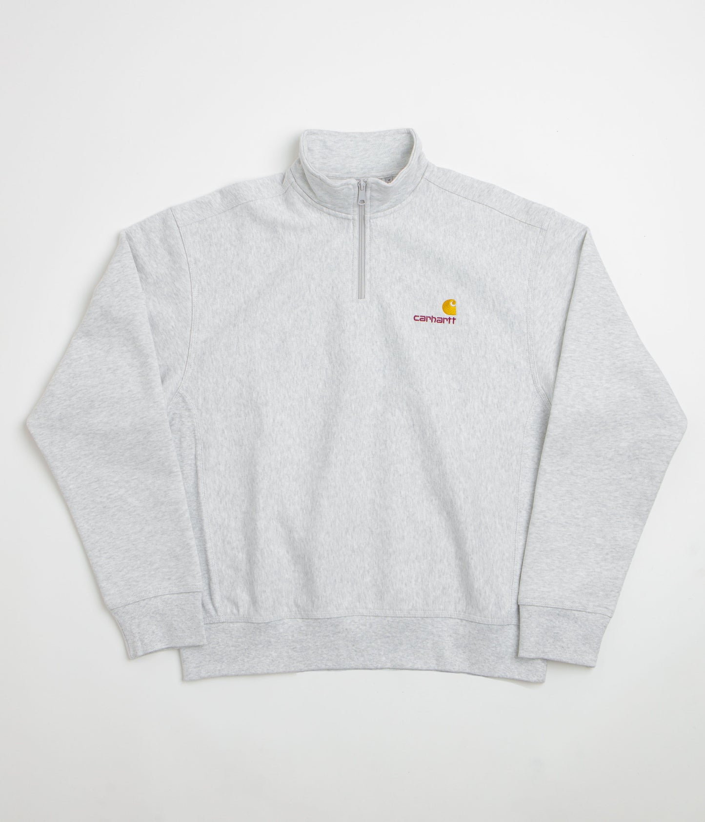 Carhartt Half Zip American Script Sweatshirt - Ash Heather