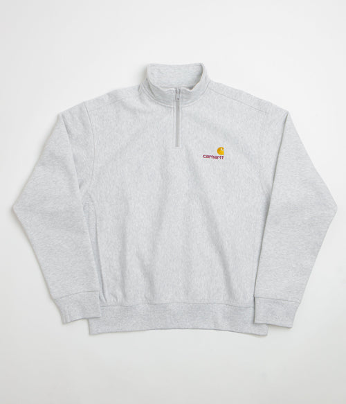 Carhartt Half Zip American Script Sweatshirt - Ash Heather