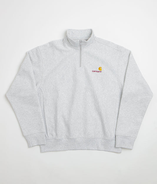 Carhartt Half Zip American Script Sweatshirt - Ash Heather