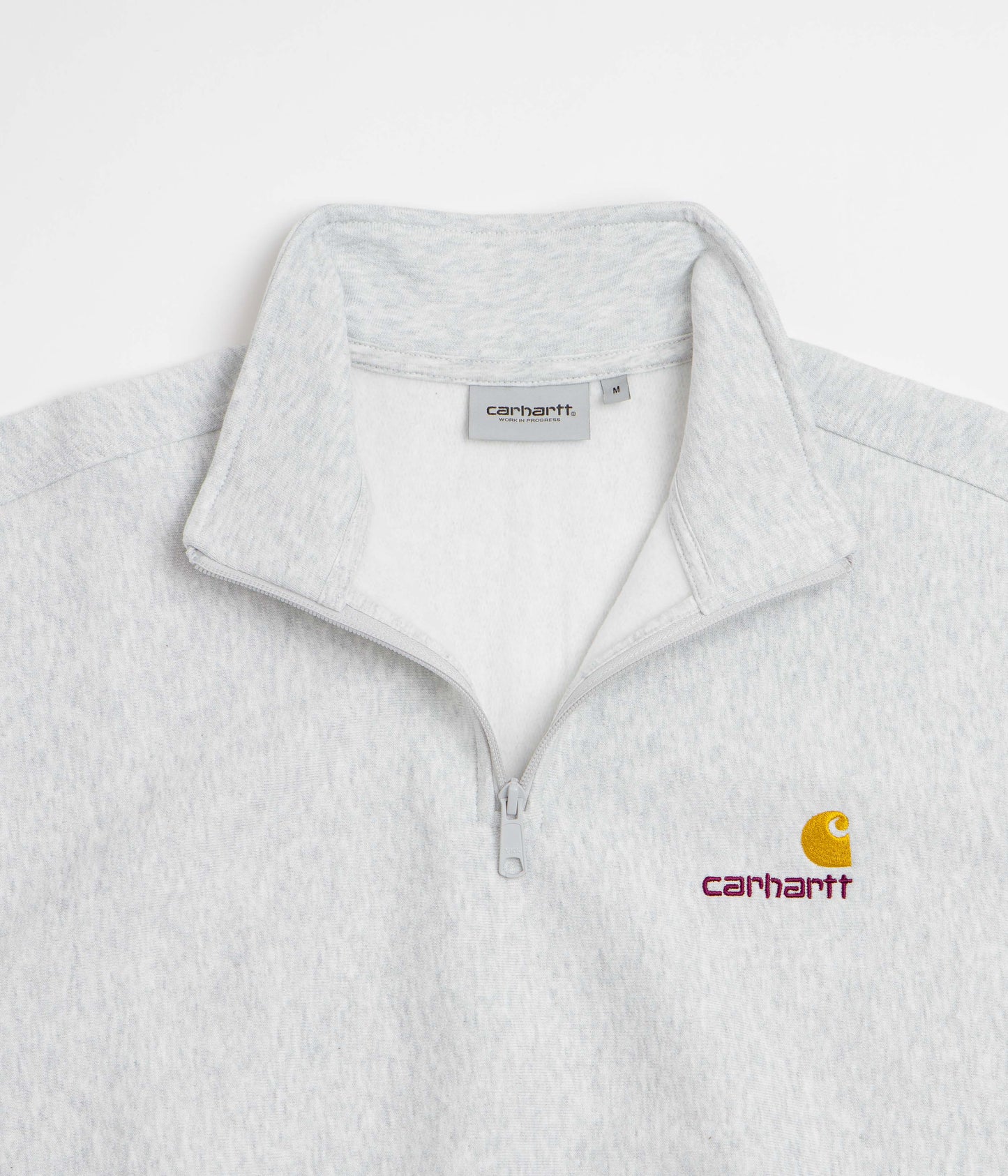 Carhartt Half Zip American Script Sweatshirt - Ash Heather