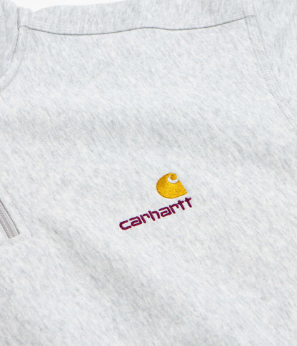 Carhartt Half Zip American Script Sweatshirt - Ash Heather