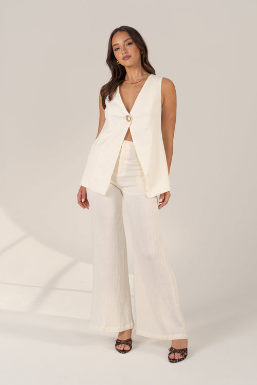 Carina Set - Matching White Vest Top & Wide-Leg Pants