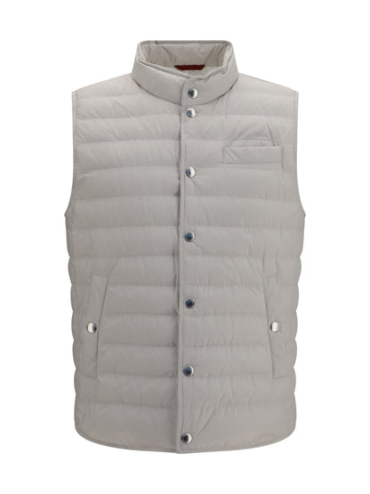 Brunello Cucinelli Padded Quilted Gilet — Gray