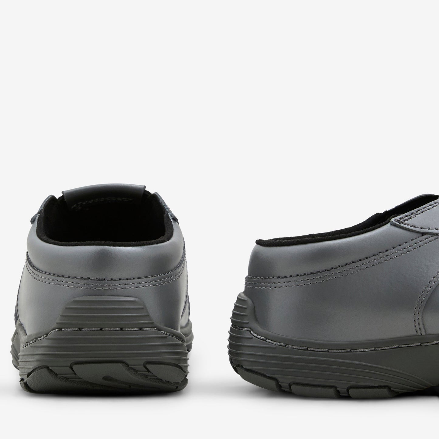 Aurix Slip On Mule Gunmetal Satin Finish Leather