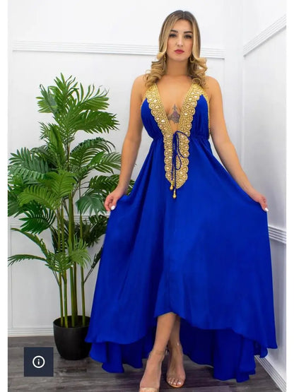 Private Oasis Maxi Dress (Royal Blue/Gold)