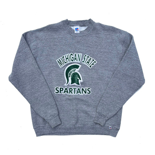 Michigan State University 80's Flocked Tri-Blend Russell Crew Sweatshirt XL
