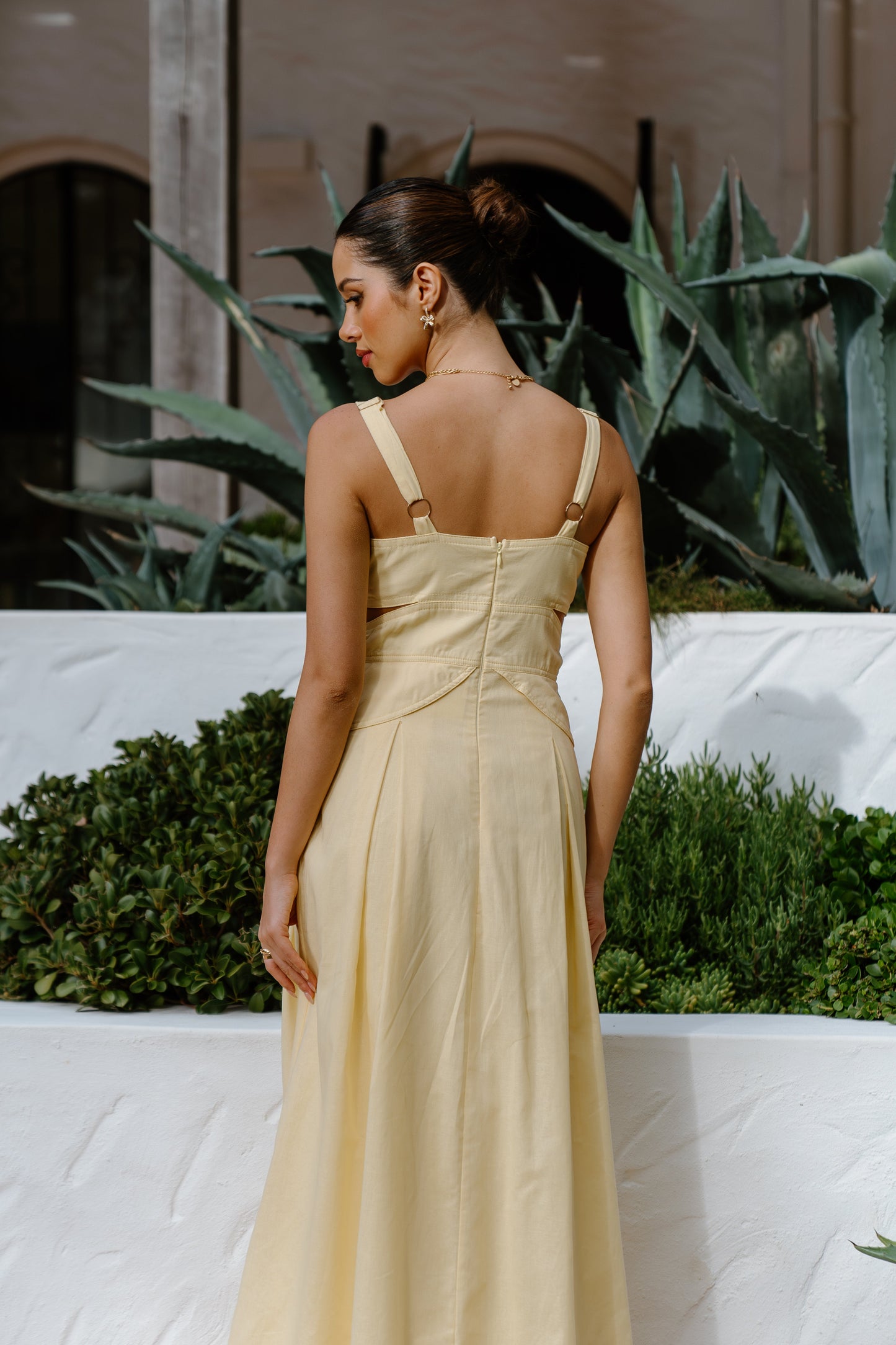 Lindsay Yellow Thick Strap Maxi Dress