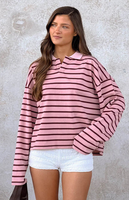 Lioness Rebels Jersey Burgundy Blush Stripe