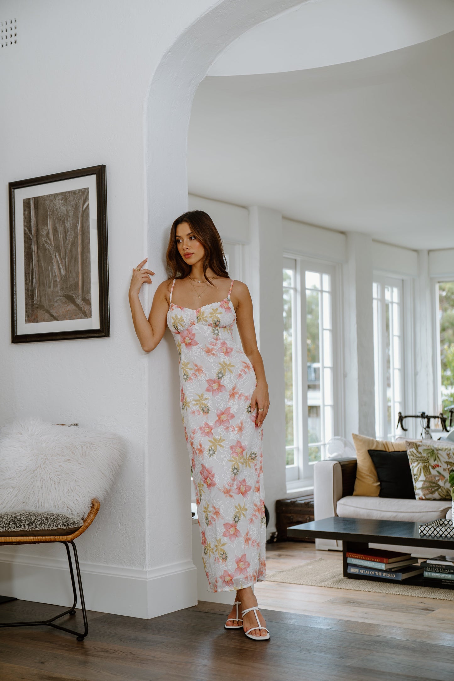 Molly Floral Print Maxi Dress with Back Cut-Out