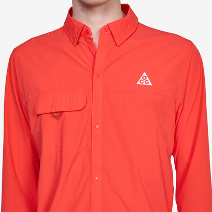 ACG 'Aireez' Long-Sleeve Button-Up Trail Running Top Light Crimson | Summit White