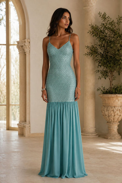 Pearl Radiance Dropwaist Maxi Dress - Bermuda