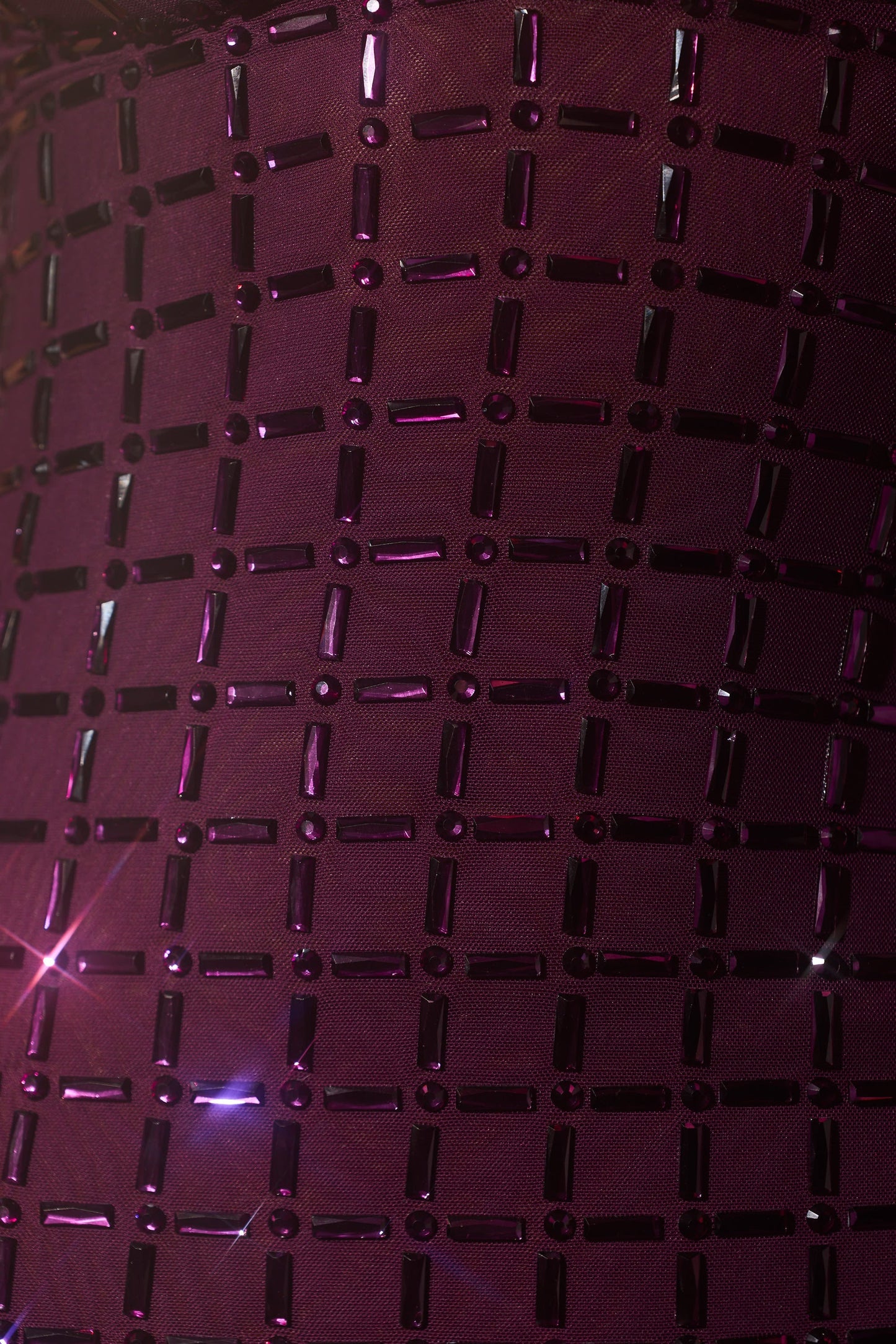 Embellished Plunge Semi-Sheer Mini Dress in Deep Purple