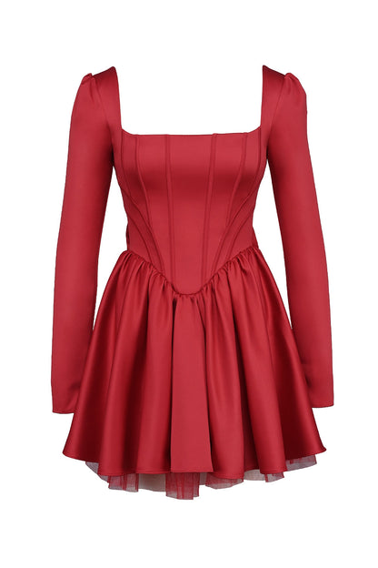 holly red removable bow tulle mini dress - sale