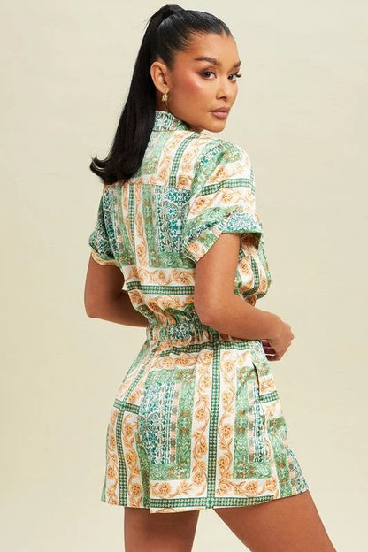 Adele Paisley Romper – Green Multi