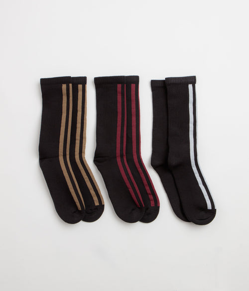Adidas Frontside Socks (3 Pack) - Black / White / Black / Shadow Red