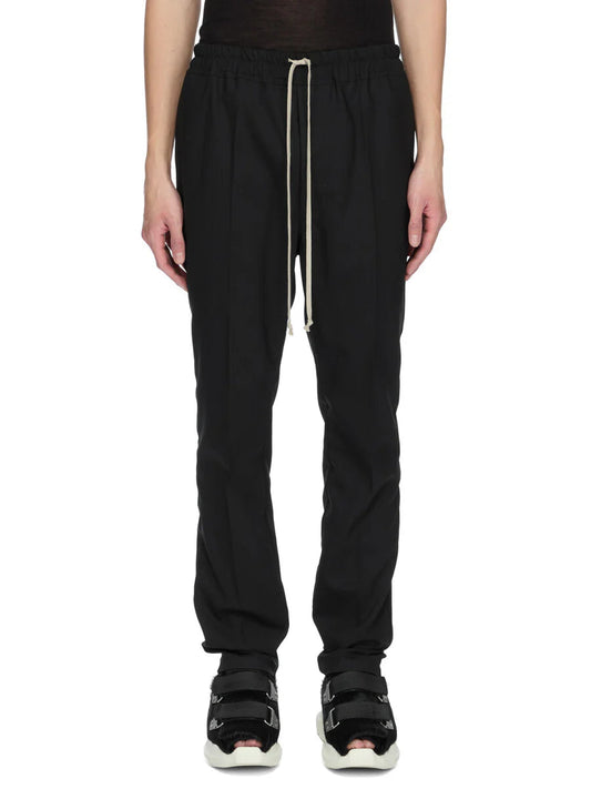 Rick Owens Drawstring Wool Trousers — Black